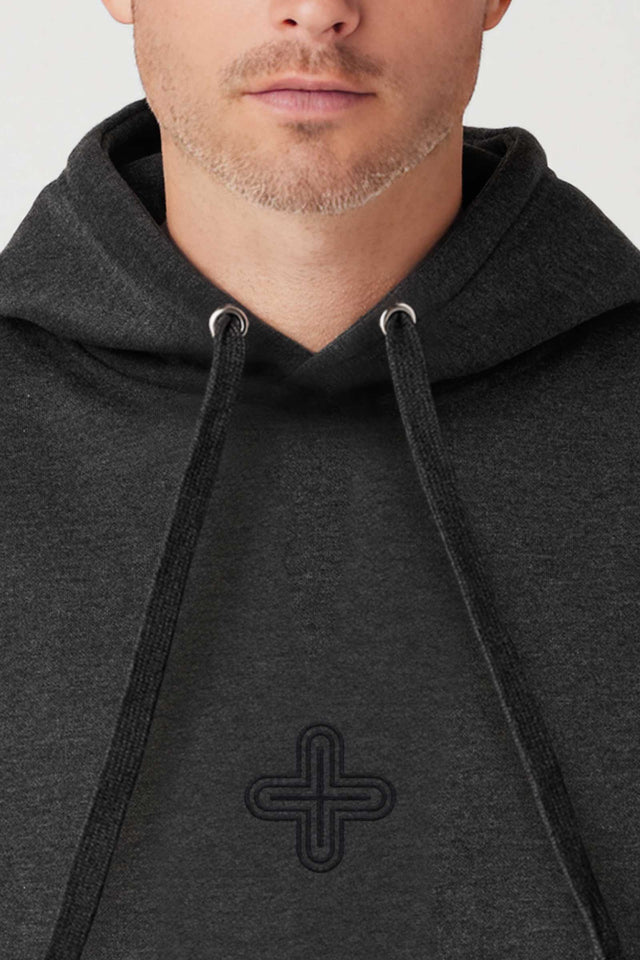 Plus - Black Embroidery on Unisex Hoodie