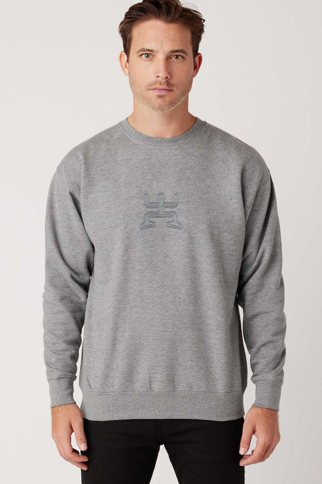 Party - Grey Embroidery on Carbon Grey Unisex Premium Sweatshirt