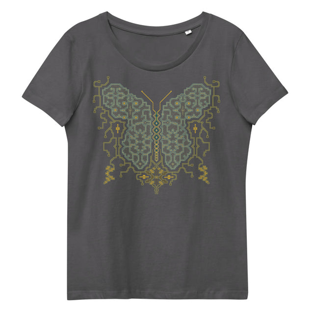 Shipibo Butterfly - Women Made to Order  T-shirts - Dark Shades