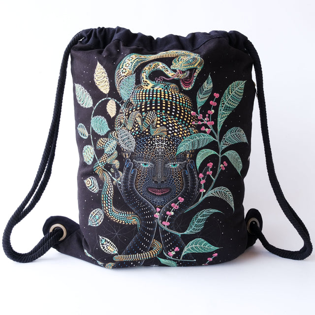 Aya Drawstring Bag -  Black