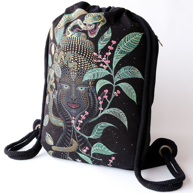 Aya Drawstring Bag -  Black