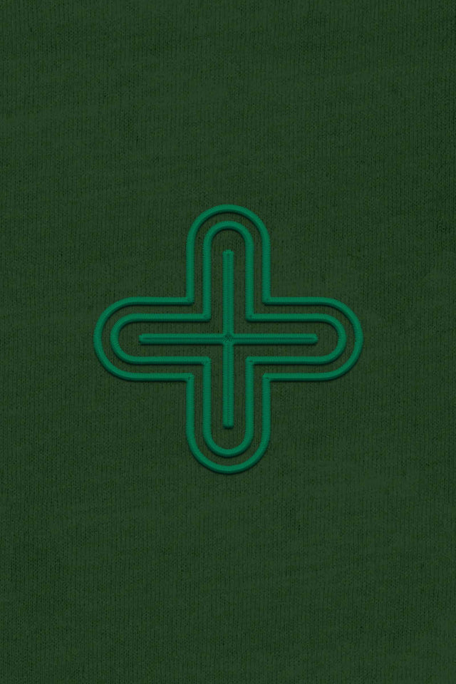 Plus - Monochrome Embroidery Men Sweatshirt - Forest Green