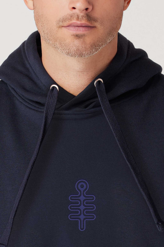 DMT Symbol - Blue Embroidery on Navy - Men Hoodie