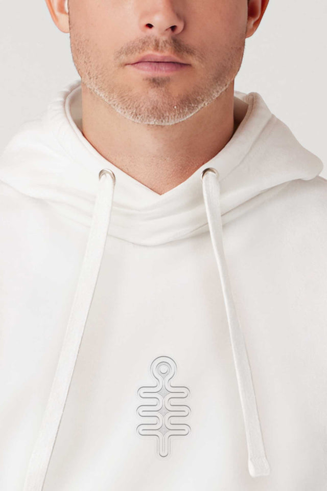 DMT Symbol - White Embroidery on White Unisex Hoodie