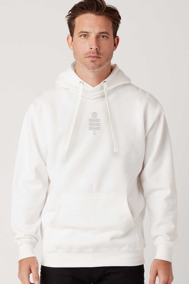 DMT Symbol - White Embroidery on White - Men Hoodie