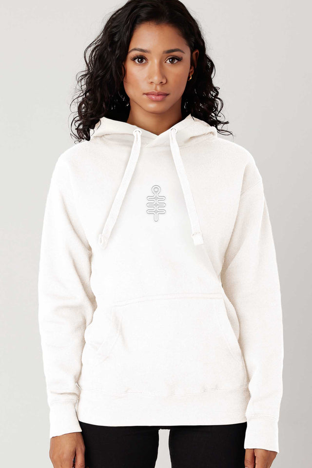 DMT Symbol - White Embroidery on White - Women Hoodie