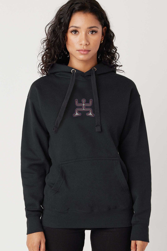 Psychedelic Party - Black Embroidery on Black - Women Hoodie