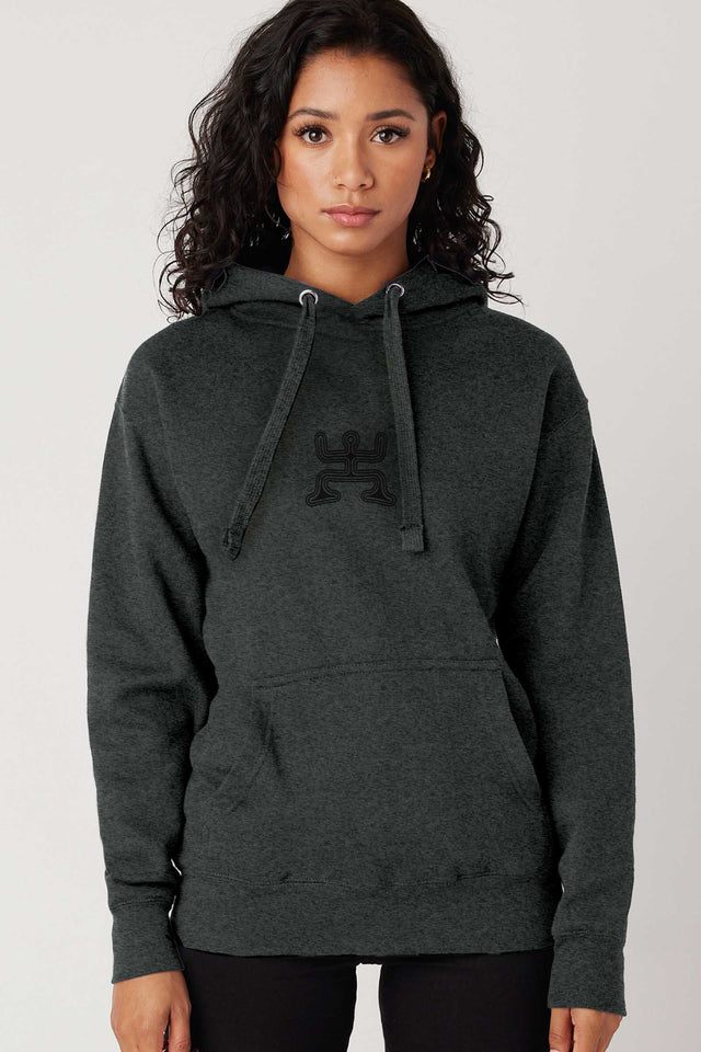 Psychedelic Party -  Black Embroidery on Charcoal Heather - Women Hoodie