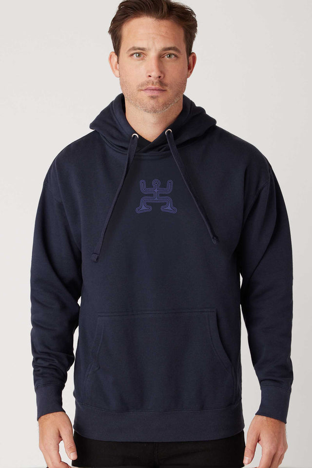 Psychedelic Party - Navy Blue Embroidery on Navy Blazer - Men Hoodie