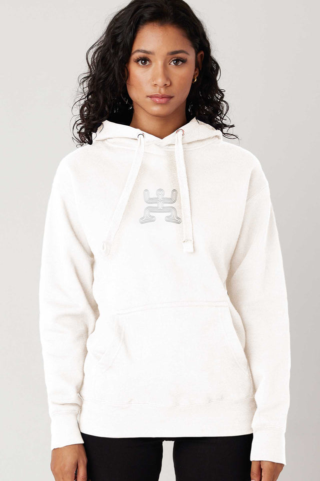 Psychedelic Party - White Embroidery on White - Women Hoodie