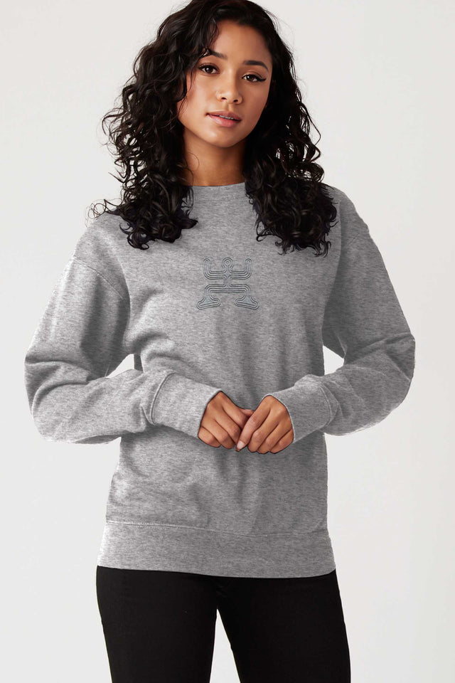 Psychedelic Party - Monochrome Embroidery Women Sweatshirt - Carbon Grey