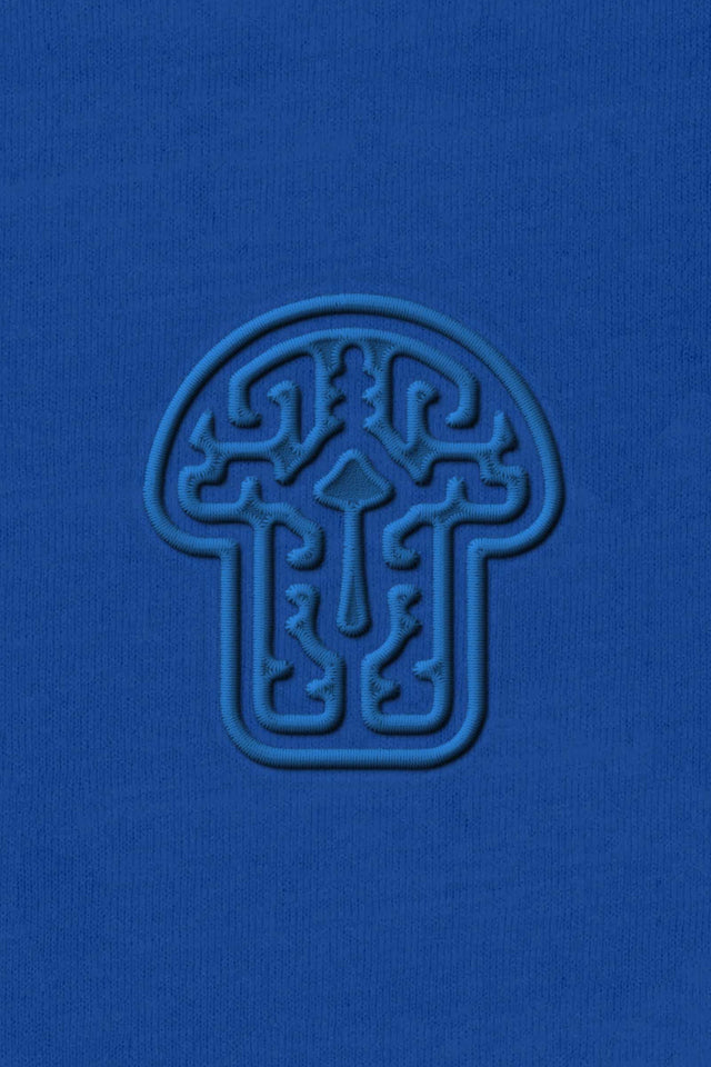 Psychedelic Shroom - Monochrome Embroidery Women Sweatshirt - Blue