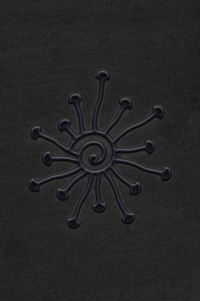 Shroomy - Monochrome Embroidery Women Sweatshirt - Dark