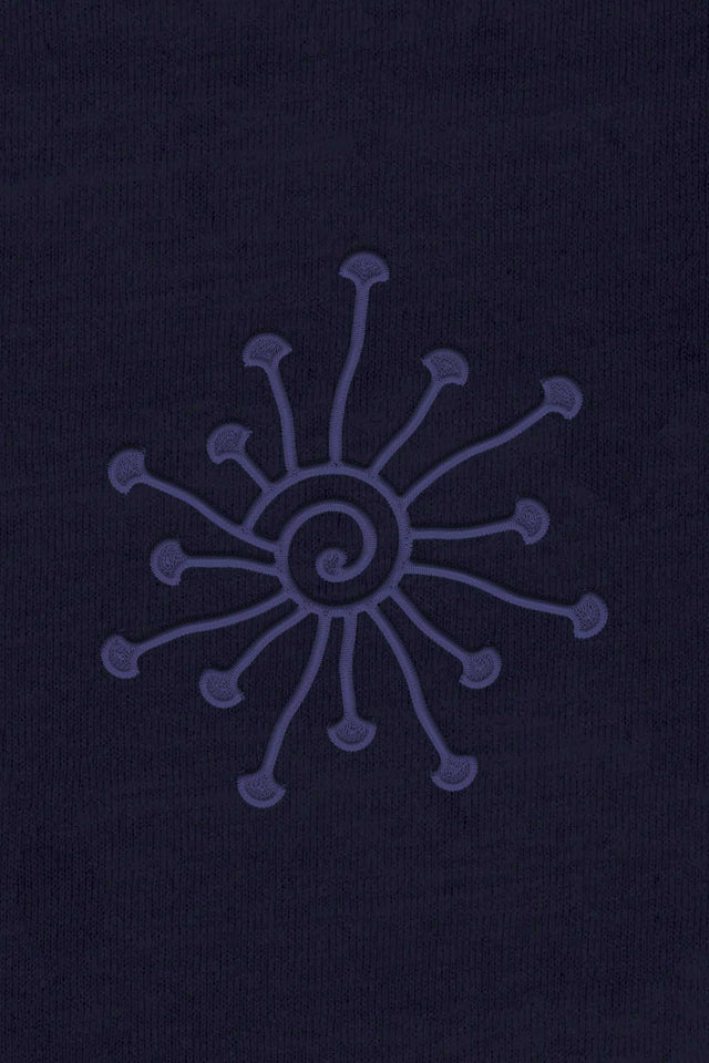 Shroomy - Monochrome Embroidery Women Sweatshirt - Navy Blue