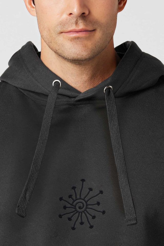 Shroomy - Monochrome Dark Embroidery - Men Hoodie