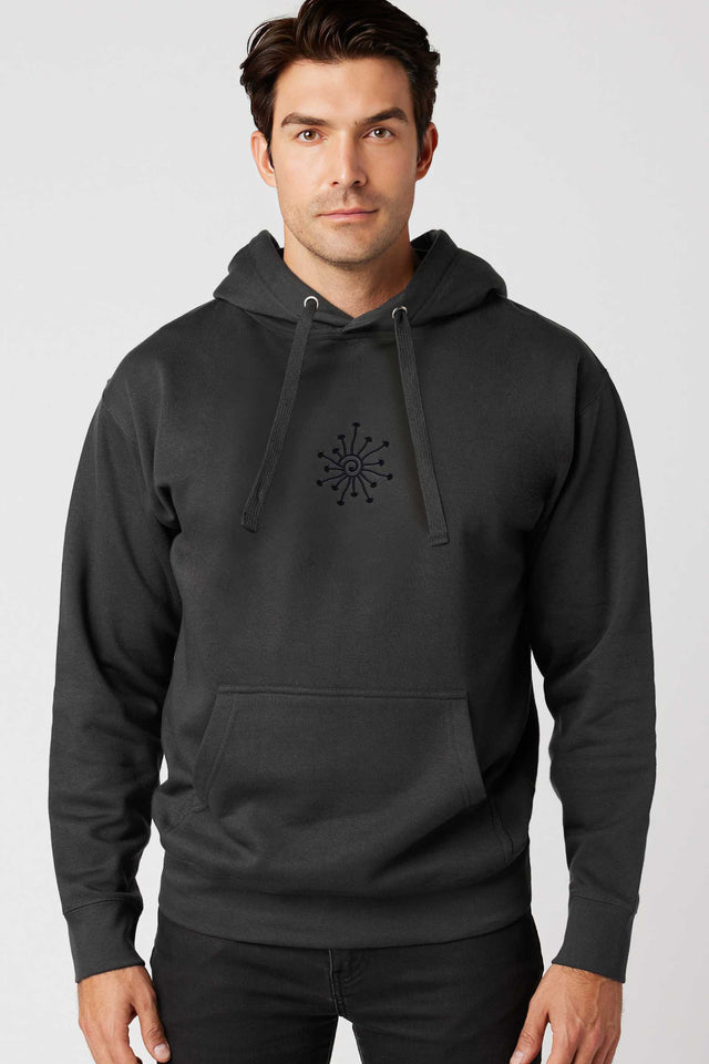 Shroomy - Monochrome Dark Embroidery - Men Hoodie