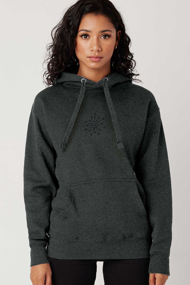 Shroomy - Monochrome Dark Embroidery - Men Hoodie