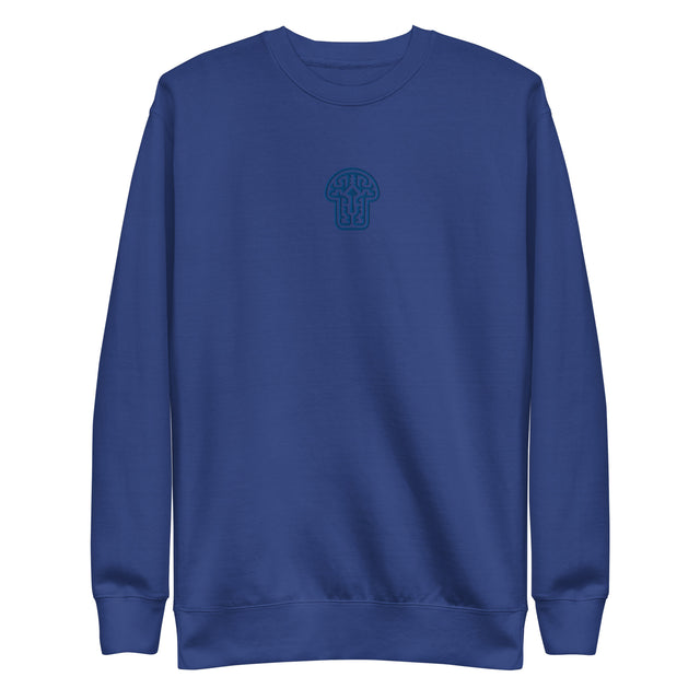 Psychedelic Shroom - Monochrome Embroidery Men Sweatshirt - Blue