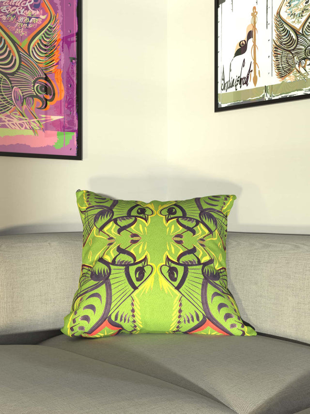 Tata Birds Cushion - Ochre