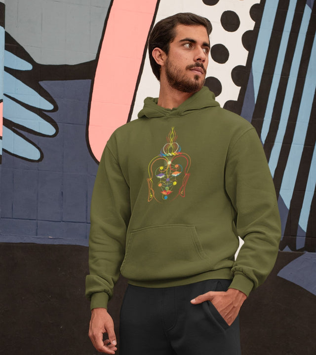 Rainbow Buddha Unisex Hoodie - Made to order - Choice of Colours