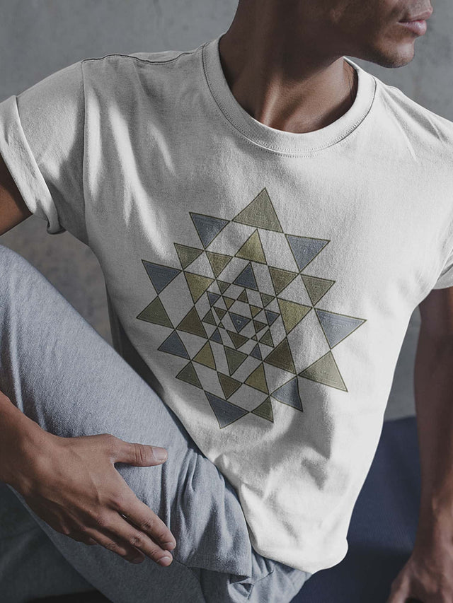 Shri Yantra Herren T-Shirt – Auf Bestellung gefertigt – Weiß