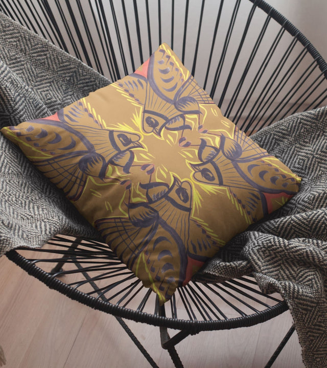 Tata Birds Cushion - Lemom Yellow