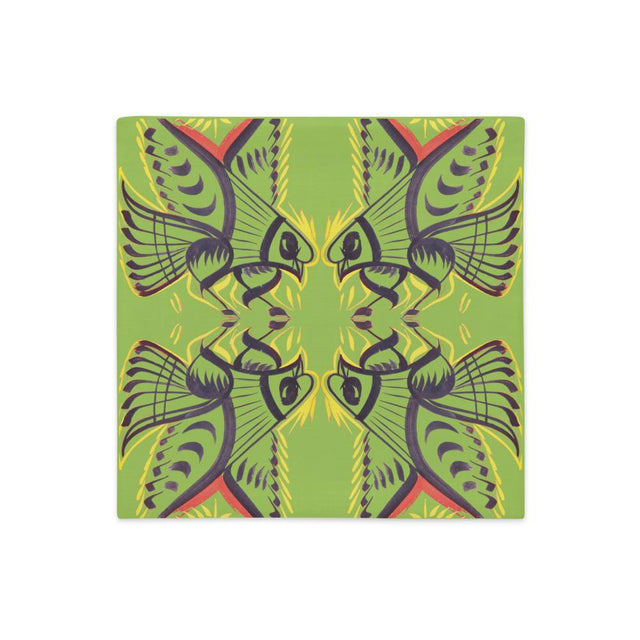 Tata Birds Cushion - Olive Green