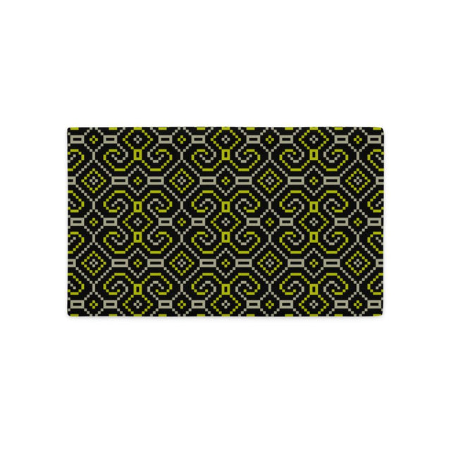 Shipibo-Conibo Cushion - Yellow Beige on Black