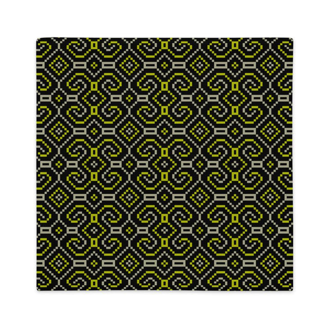 Shipibo-Conibo Cushion - Yellow Beige on Black