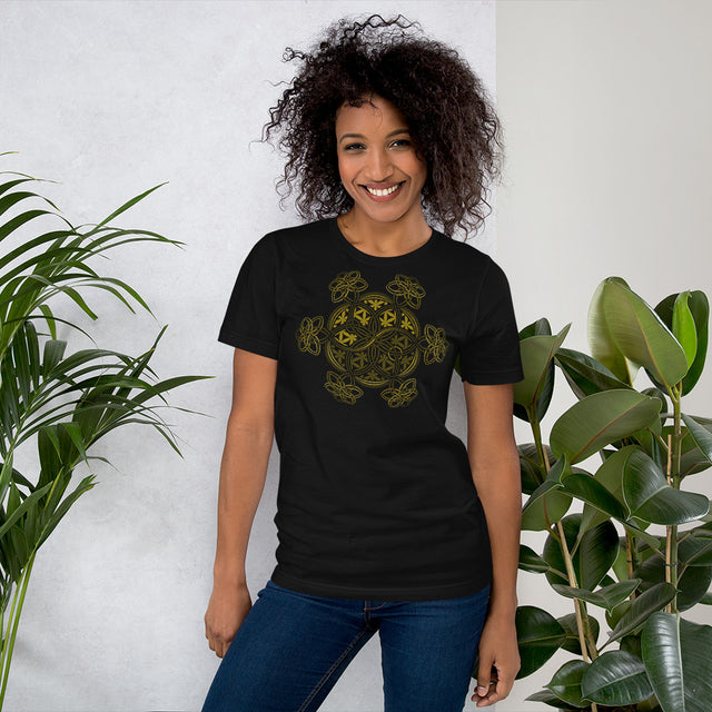 Blume des Lebens - YinYang - Kurzärmeliges Damen T-Shirt - Farben - Auf Bestellung gefertigt
