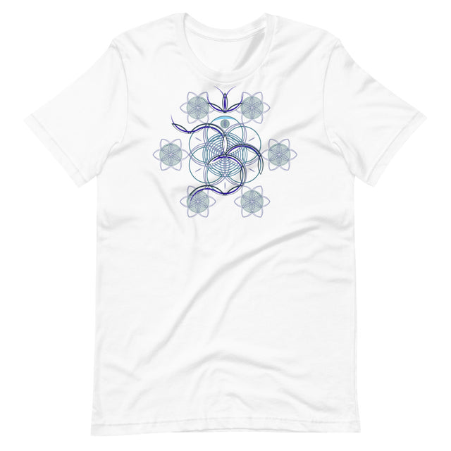 Blume des Lebens – OM – Kurzärmeliges Damen-T-Shirt – WEIß – auf Bestellung gefertigt